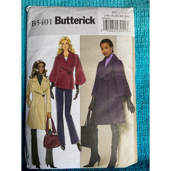 Butterick Sewing pattern 5401 womens Coat trench jacket sz 16-24 - Picture 1 of 5